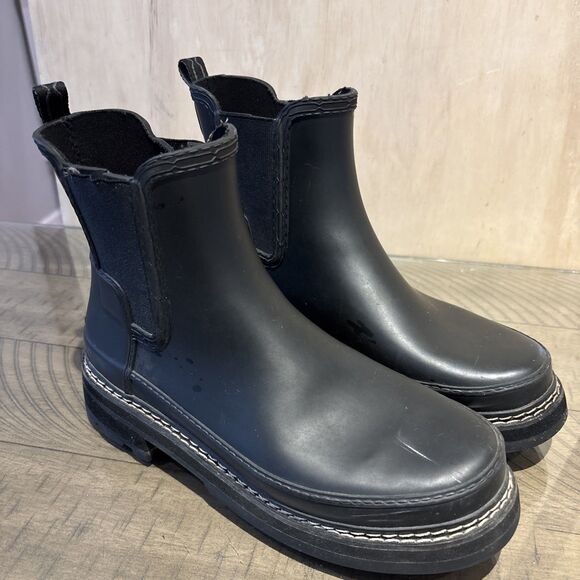 Hunter Womens Chelsea Rain Boots black Size 8 US - Picture 1 of 7